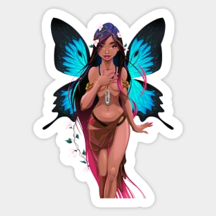 Woman Butterfly Wings Sticker